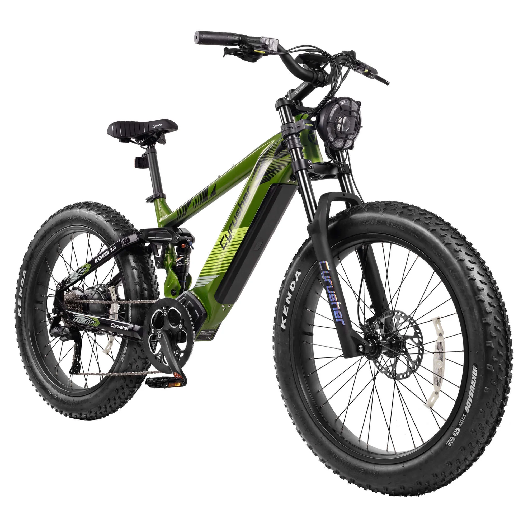 Cyrusher Ranger 2.0 celoodpružené horské elektrokolo Fatbike pro všechny terény zelené