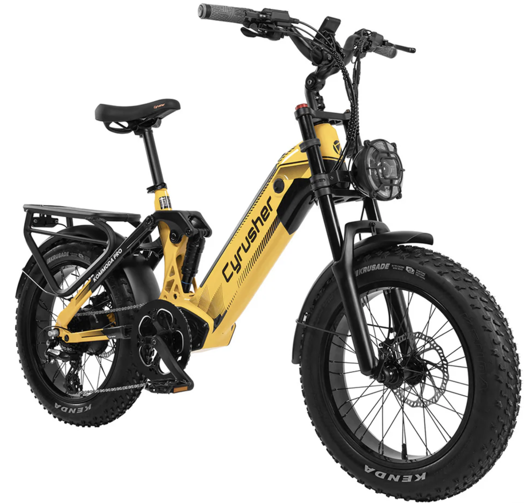 Cyrusher Kommoda PRO celoodpružené elektrokolo Fatbike s nízkým rámem do města i do terénu žluté