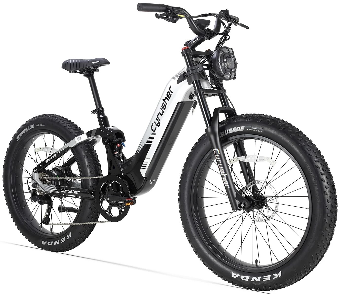 Cyrusher Trax 2.0 hybridní celoodpružené elektrokolo Fatbike s nízkým rámem pro všechny terény šedé