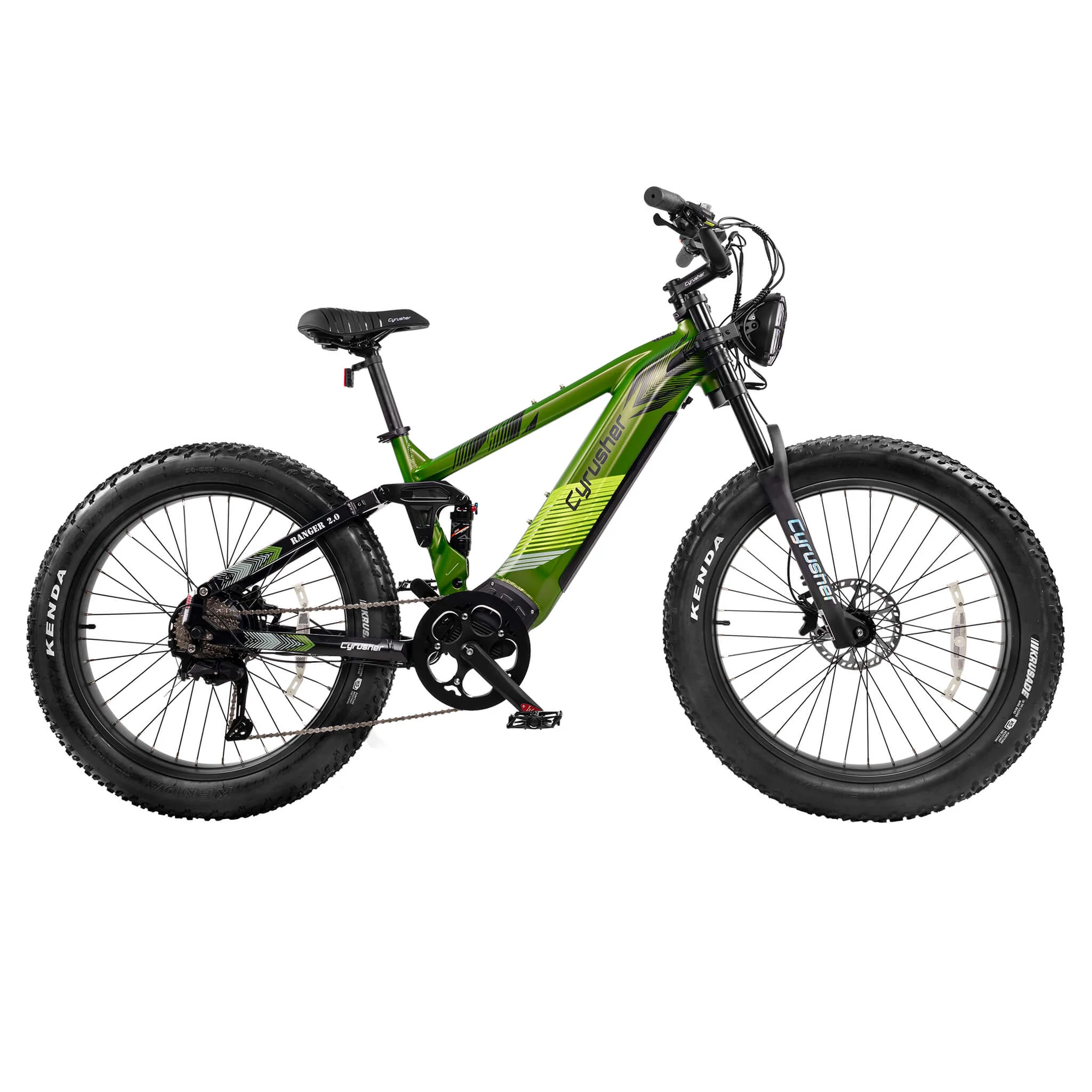Cyrusher Ranger 2.0 celoodpružené horské elektrokolo Fatbike pro všechny terény zelené
