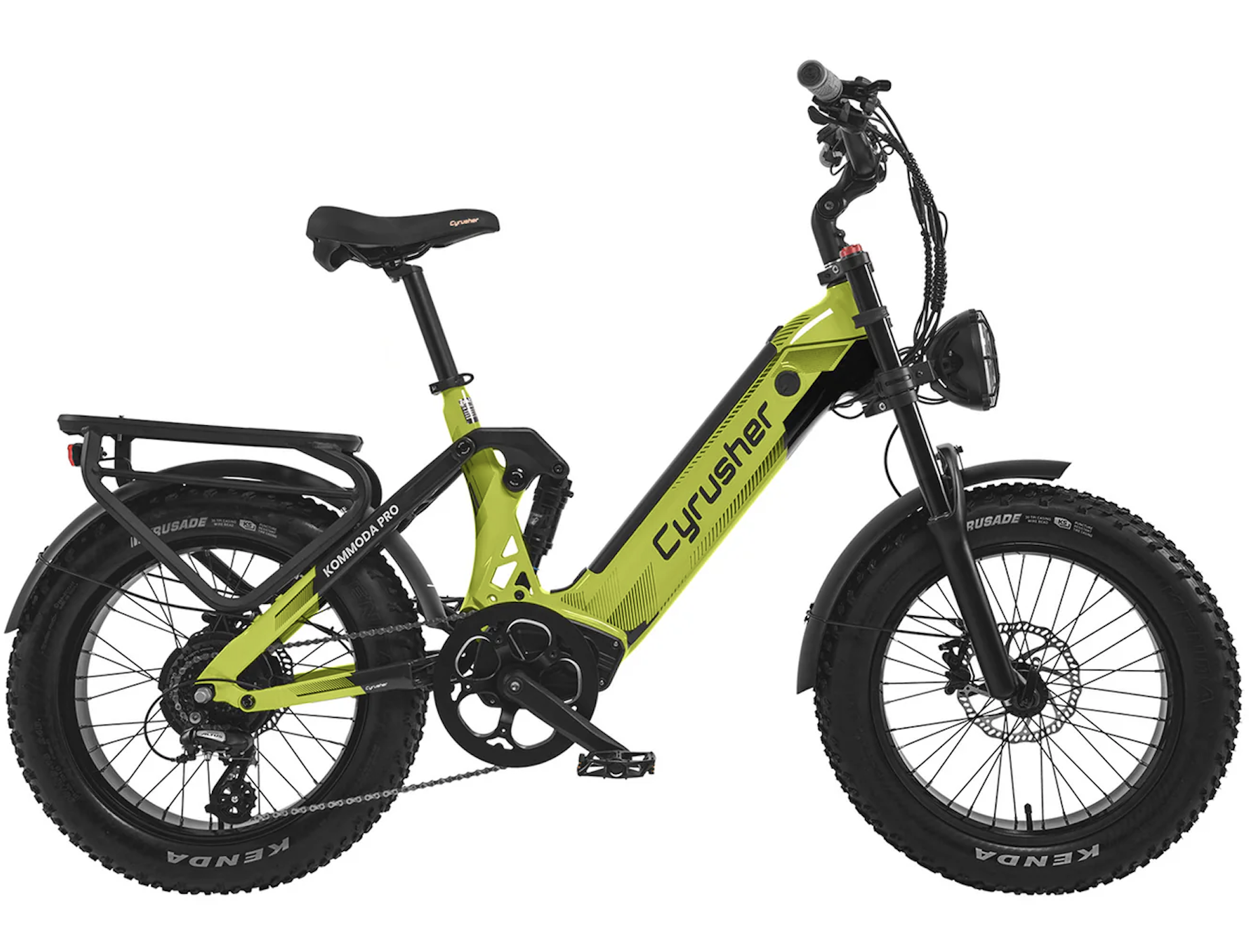 Cyrusher Kommoda PRO celoodpružené elektrokolo Fatbike s nízkým rámem do města i do terénu zelené