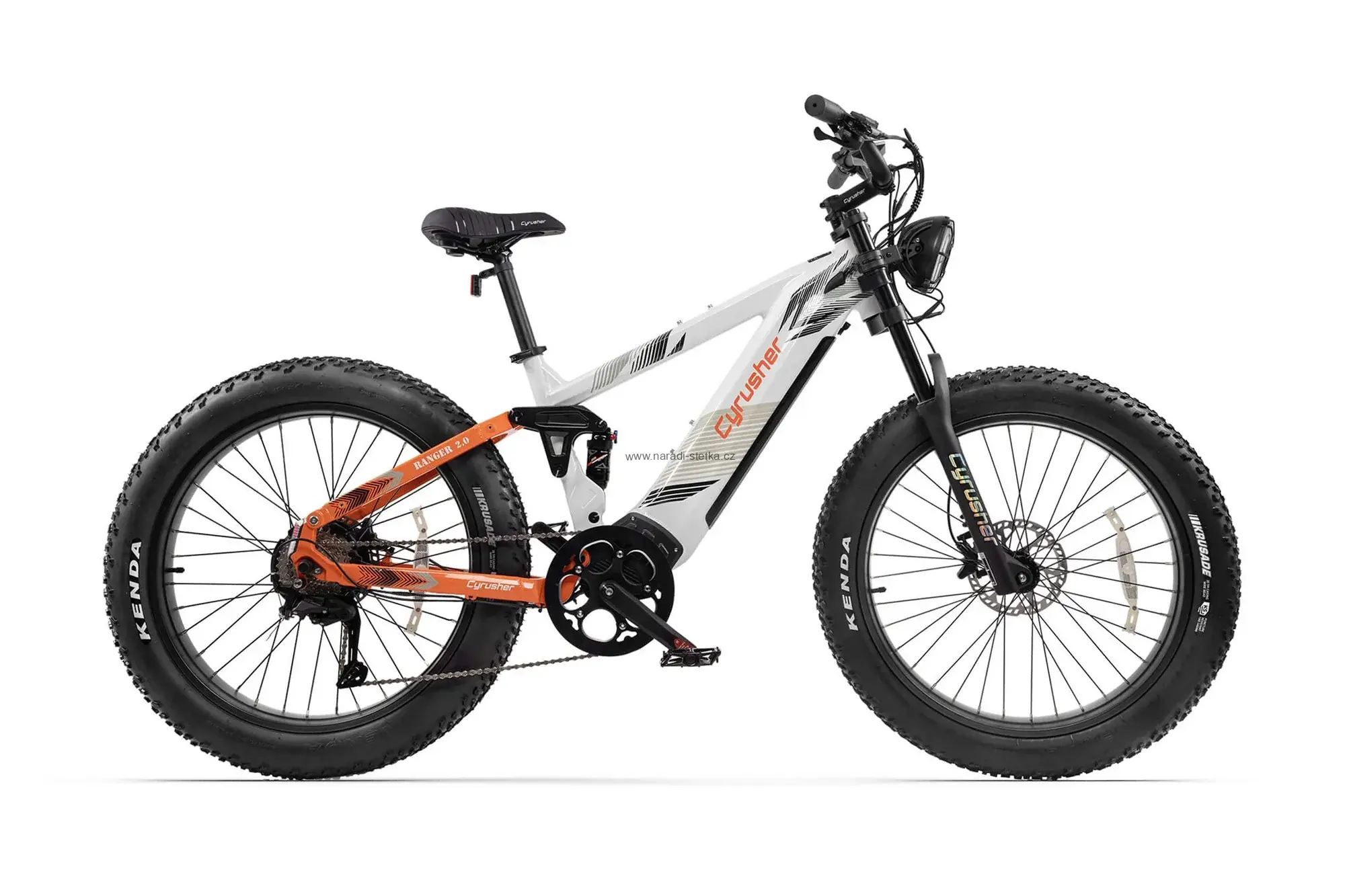 Cyrusher Ranger 2.0 celoodpružené horské elektrokolo Fatbike pro všechny terény bílé