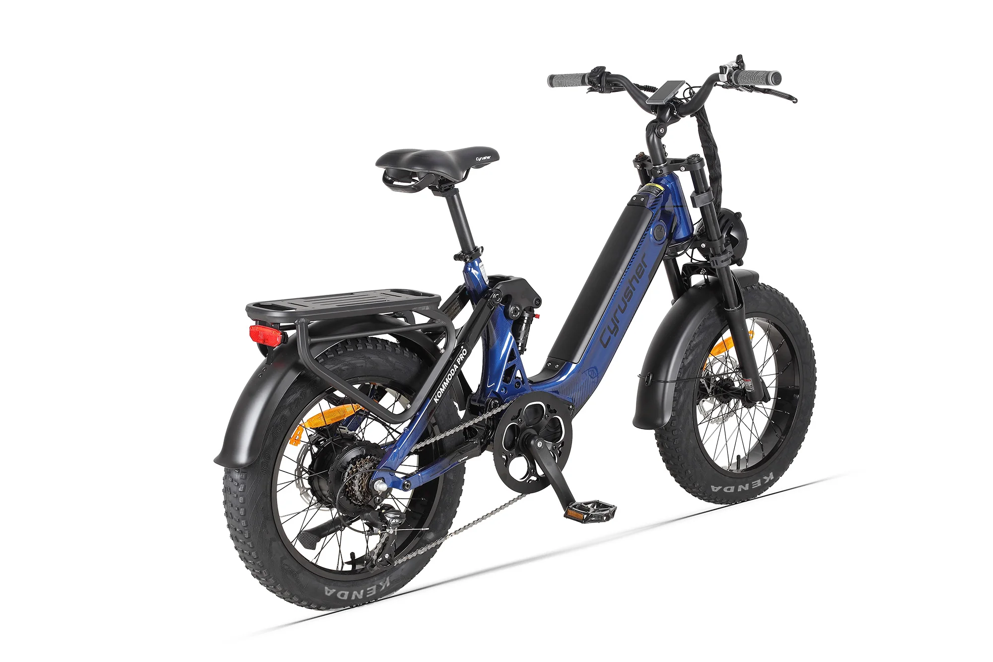 Cyrusher Kommoda PRO celoodpružené elektrokolo Fatbike s nízkým rámem do města i do terénu modré