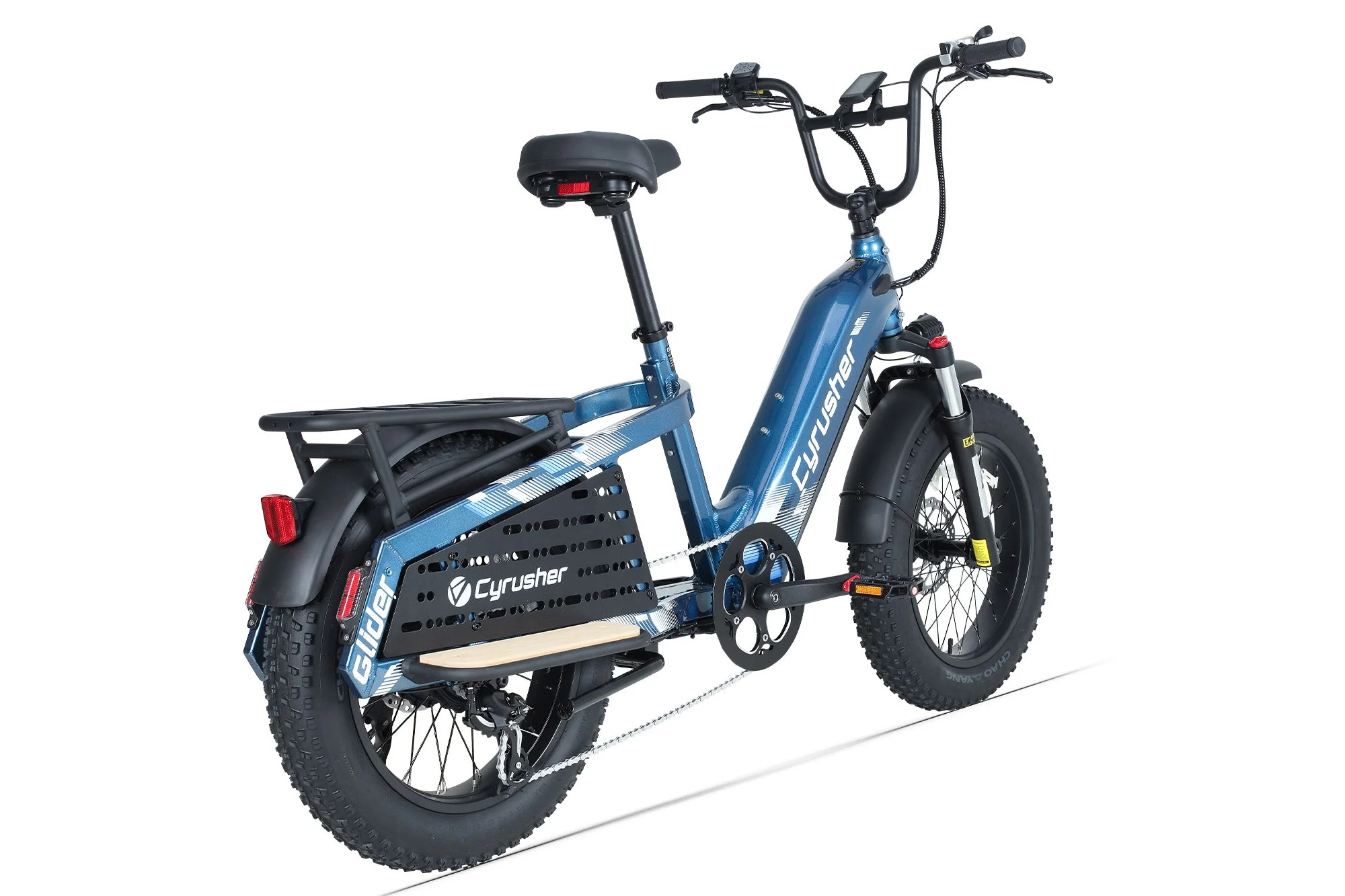 Cyrusher Glider nákladní elektrokolo s nízkým rámem modré