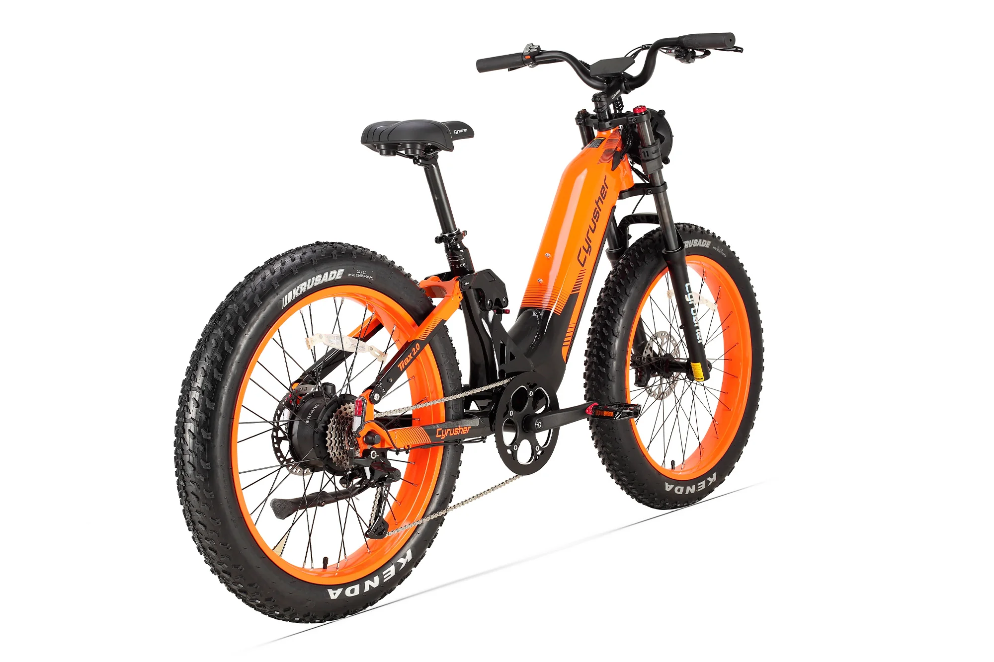 Cyrusher Trax 2.0 hybridní celoodpružené elektrokolo Fatbike s nízkým rámem pro všechny terény oranžové