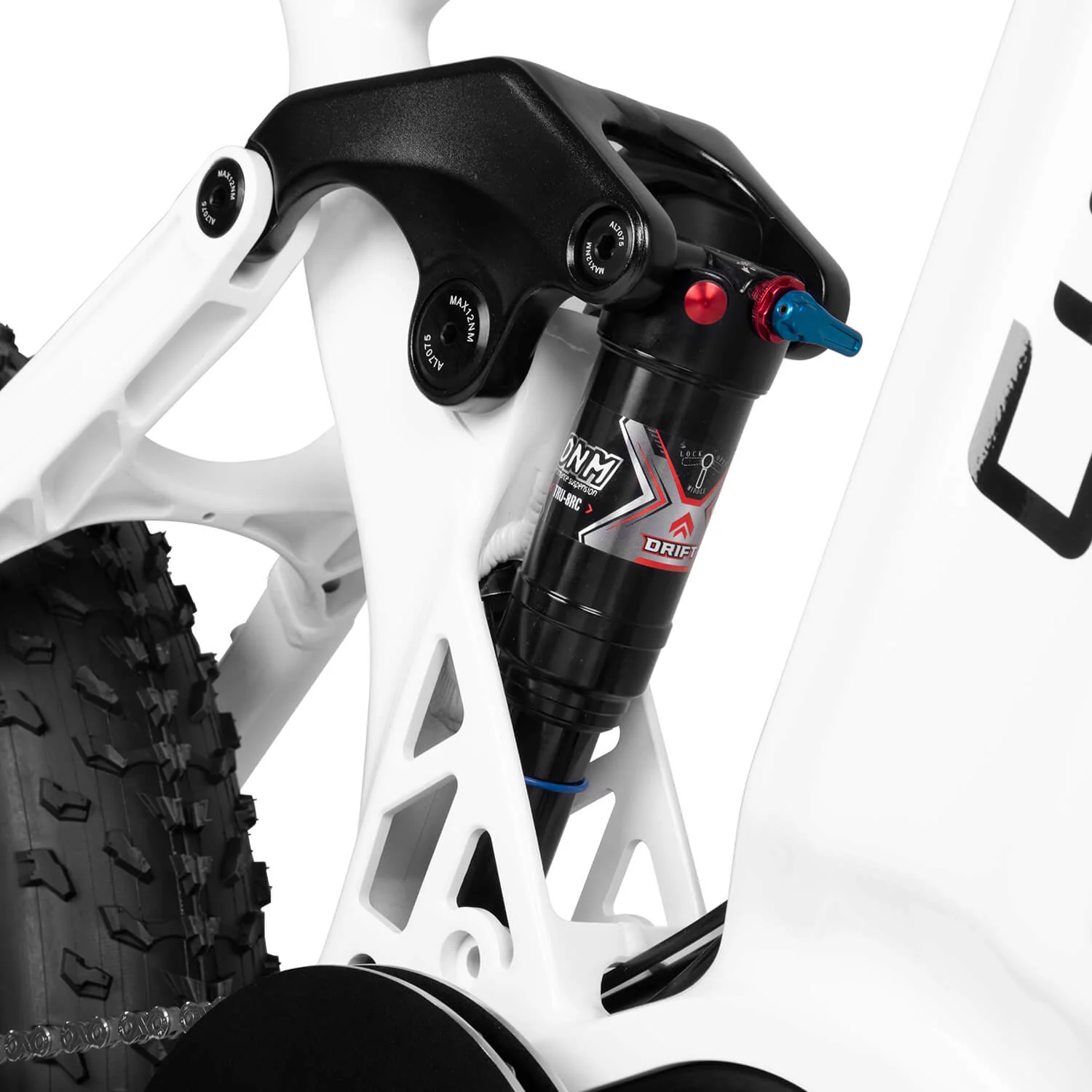 Cyrusher Trident celoodpružené horské elektrokolo Fatbike se středním pohonem modré